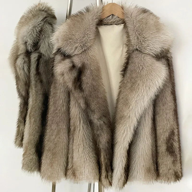 New Autumn Winter Thickened Imitation Fox Fur Integrated Temperament Medium To Long Environmentally Friendly Fur Coat for Women