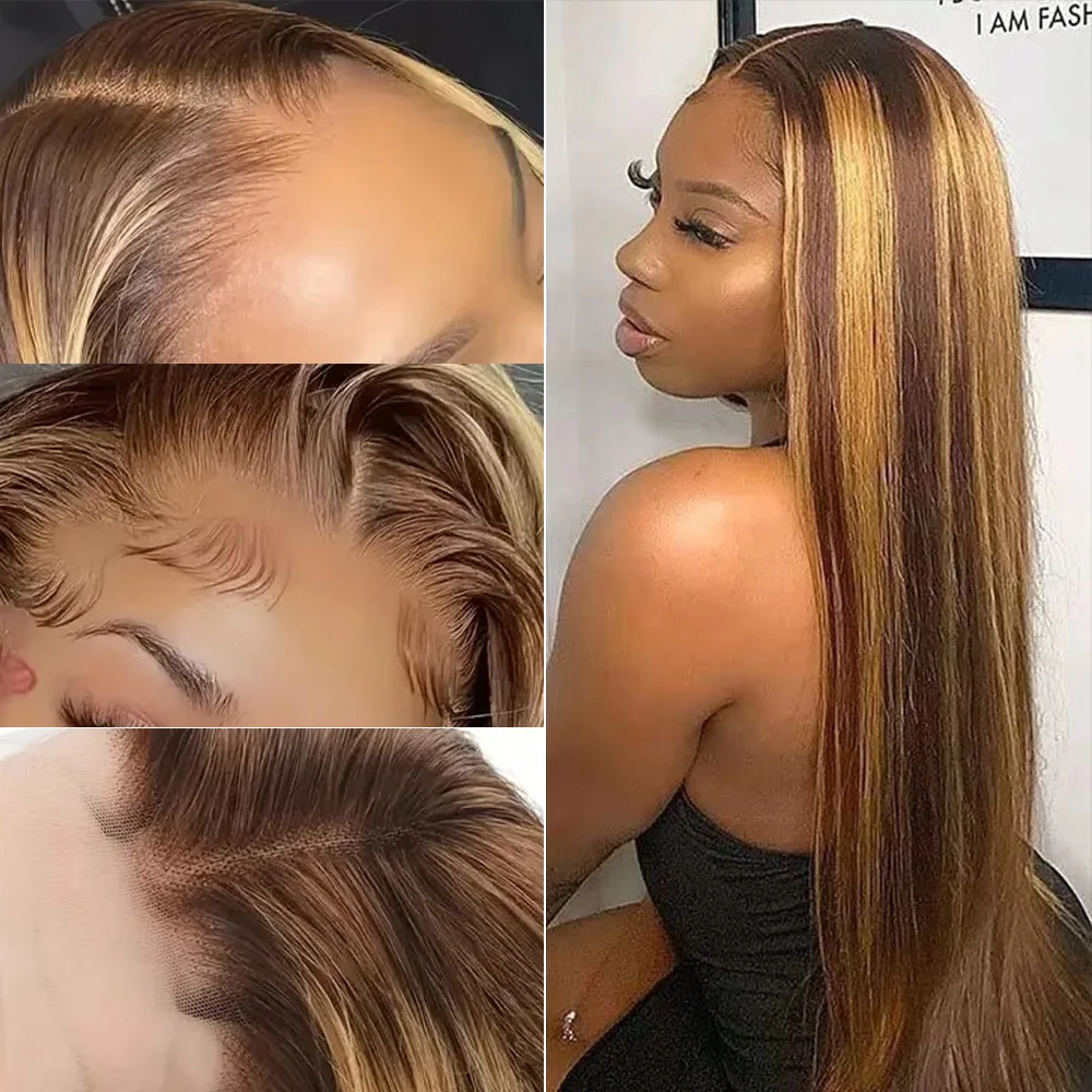 36 بوصة تسليط الضوء على 13x6 HD الدانتيل الجبهة الباروكات شعر الإنسان 13x4 شعر طبيعي مفرود باروكة من شعر طبيعي شفاف الدانتيل شعر مستعار أمامي للنساء السود