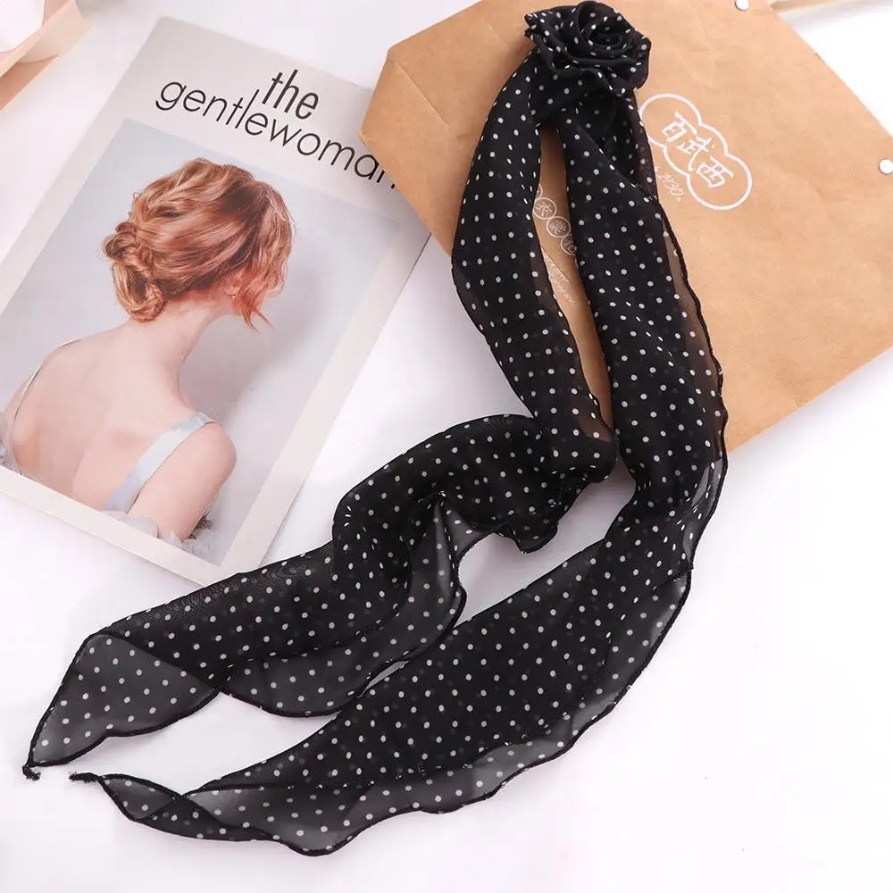 Bow Ties Long Silk Scarf Wrap Neckerchief Decoration Polka Dot Scarves Collocation Clothing Accessories Cravat