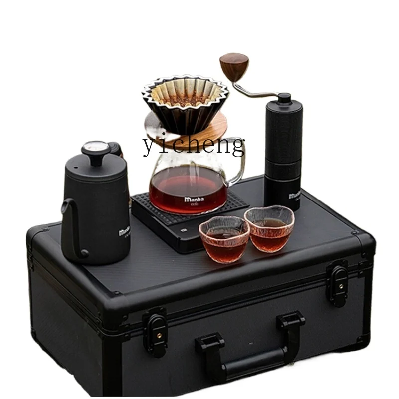 ZF Hand Made Coffee Maker Aluminum Case Suit Manual Grinding Machine Household Hand Wash Pot Gift Box