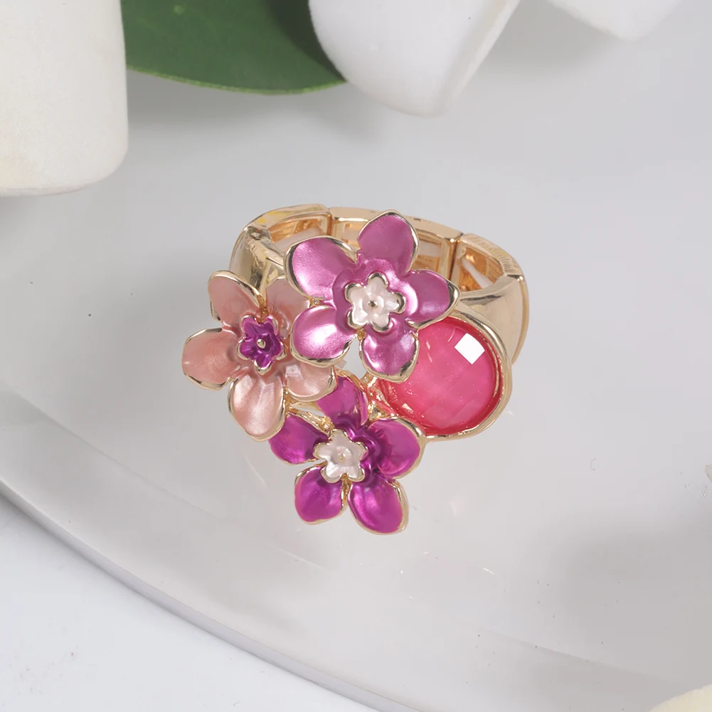 Cring Coco Flower Ring Accessories Free Shipping Female Fashion Enamel Ring New in Adjustable Resin Rings Jewelry for Women