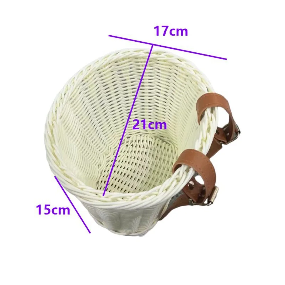 سلة دراجة صغيرة منسوجة من الخيزران قابلة للإزالة ومقاومة للماء سلة تخزين الدراجة ومقود الدراجة وسلة أمامية للأطفال #5