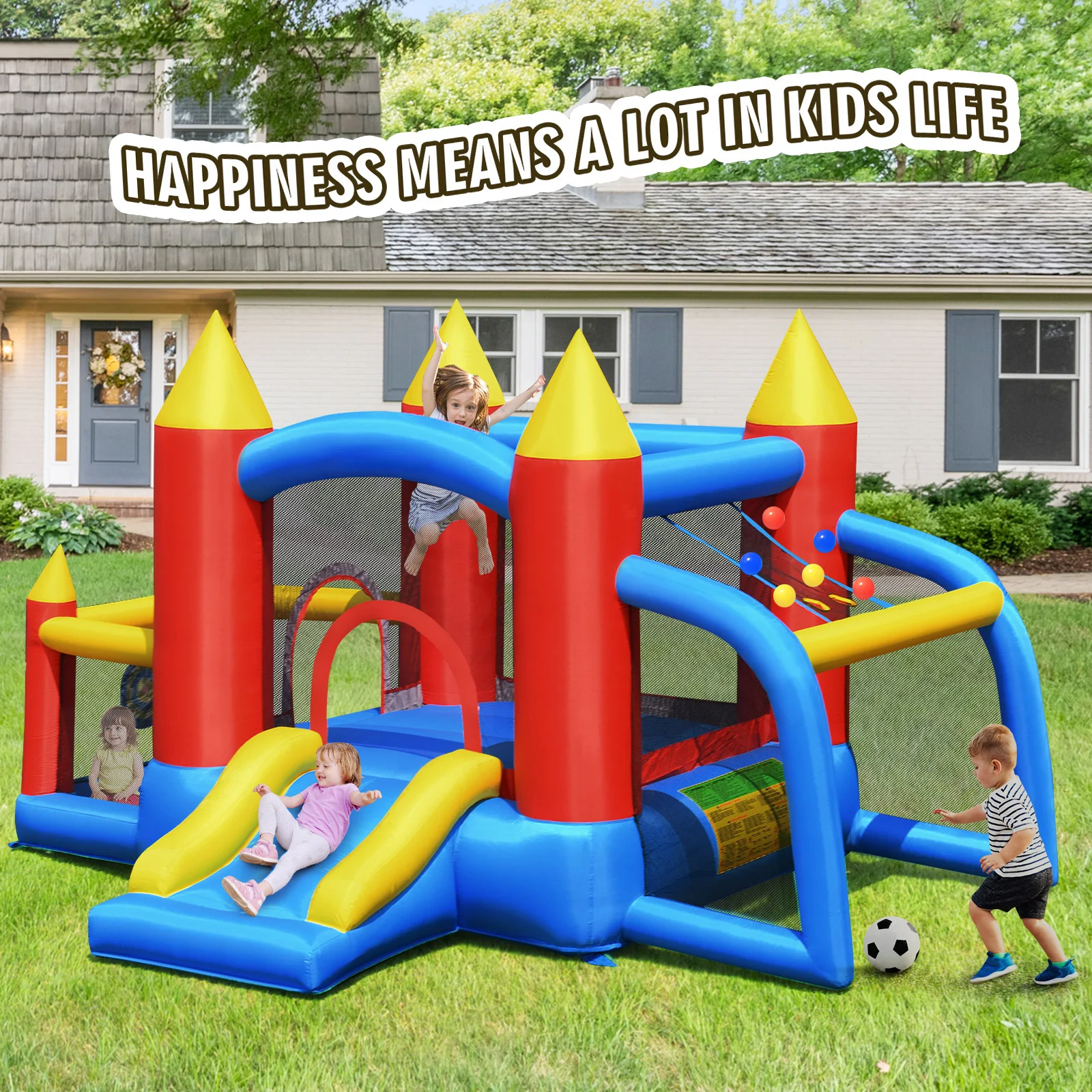 Inflatable Bounce House Slide Jumping Castle Soccer Goal Ball Pit Without Blower