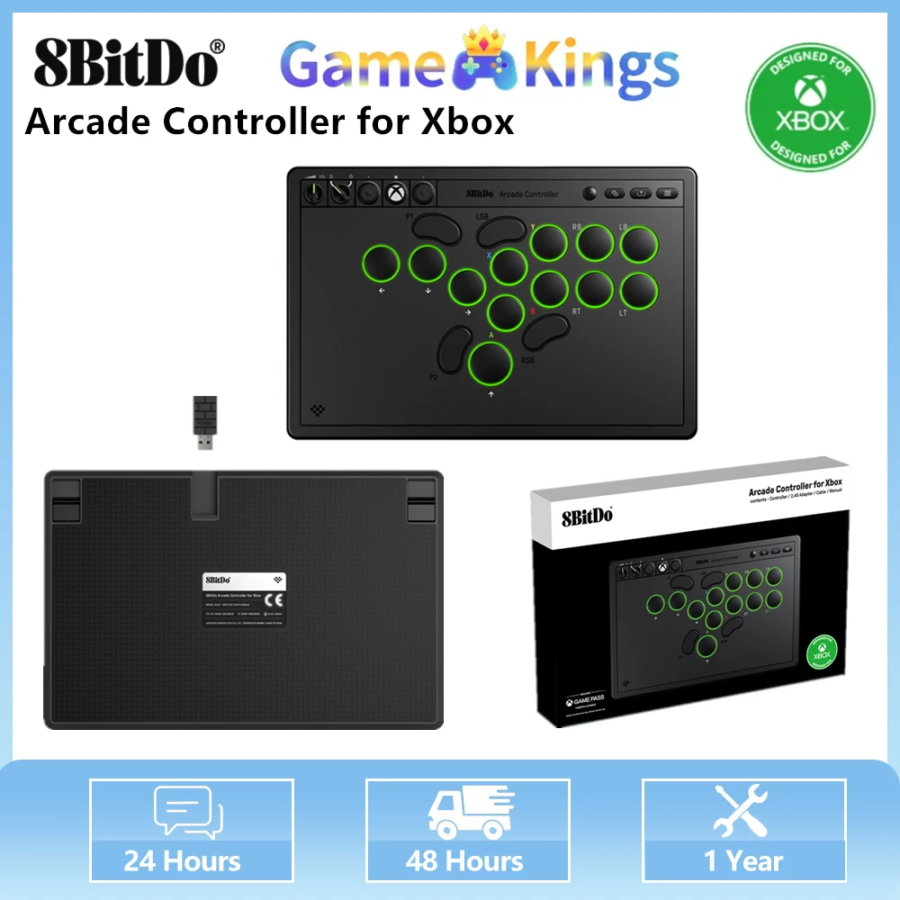 8BitDoアーケードコントローラー Xbox用 ワイヤレス2.4G/有線USB-C アーケードファイトスティック Xbox Series X対応 | S、Xbox One、Windows 10