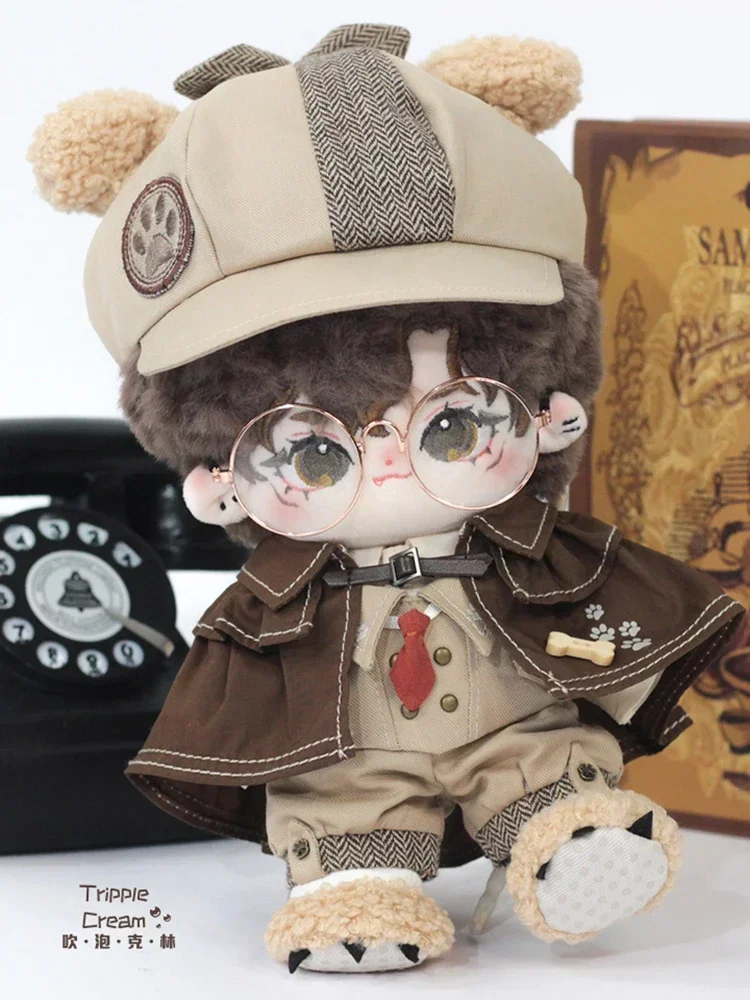 Handsome Fashion Boys Uniform Detective For Plush 20cm Doll Shirt Cloak Clothes Clothing Outfits Dress Up Plushie Toys Gift New