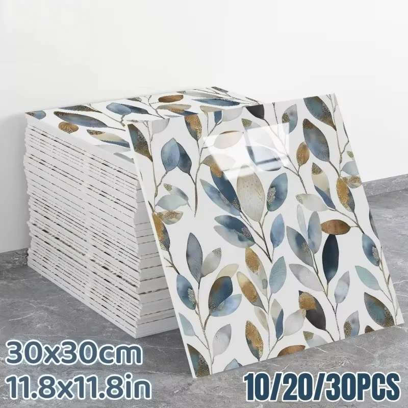Kitchen Bathroom Decor Aluminum Foil Bottom Imitation Tile Wall Stickers Damp Proof Marble Pattern Foam Self-adhesive Wallpaper