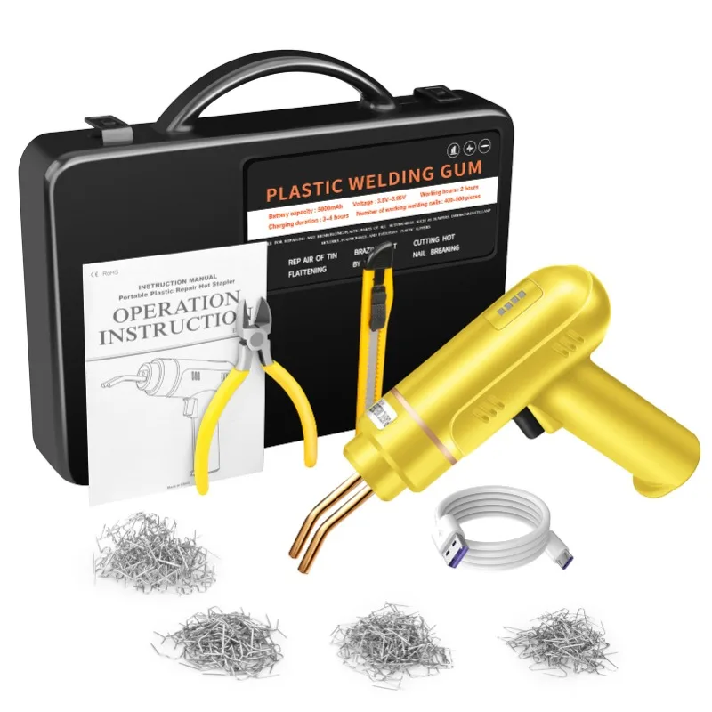 

200W Cordless USB Rechargeable Plastic Welder,Plastic Welding Kit with 400PCS Hot Staples for Car Bumper Crack