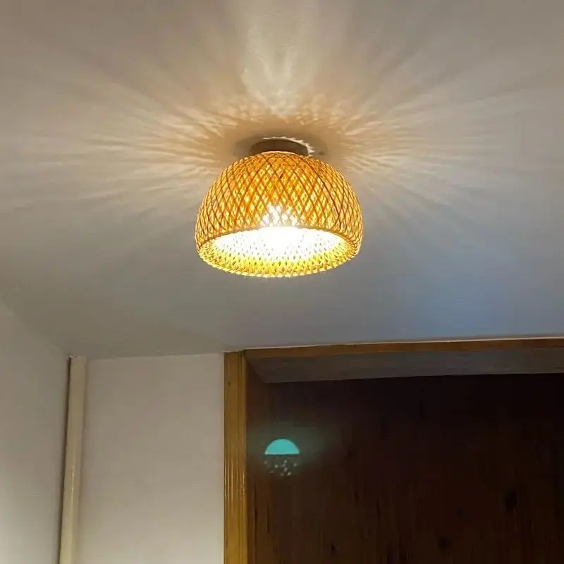 

Classic Natural Bamboo Ceiling Lights E27 Minimalism Home Creative Lighting Chinese Zen Tea Room Aisle decor Cage lamp Fixtures