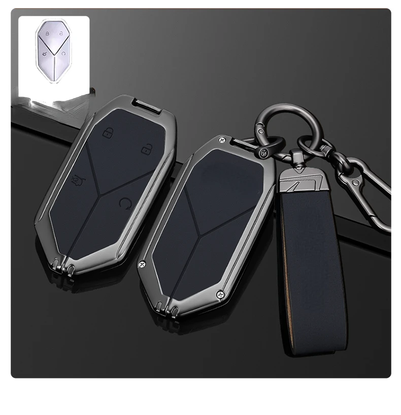 Suitable For BYD Leopard 5 2023   Zinc Alloy +  Leather Car Remote Key Case Cover Anti Scratch and Wear-resistant