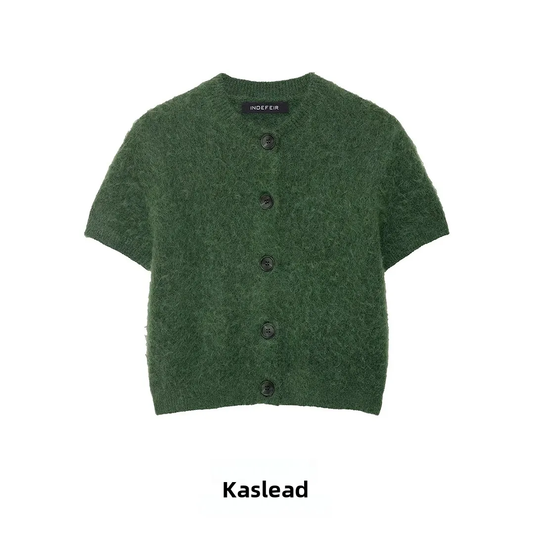 

KASLEAD New Women's Faion Versatile ort Sve Knitted Jaet 95988 50 Polyester Fiber Button Open Cardigan