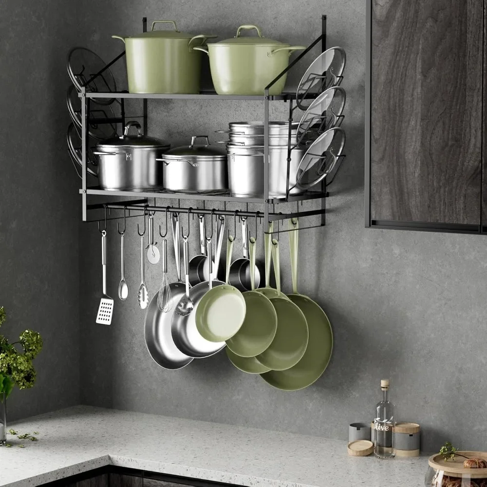 Hanging Pot Rack Wall Mounted,30 Inch Wall Hanging Pot Rack,Pot Hangers for Kitchen Wall Mount,Pot And Pan Hanger