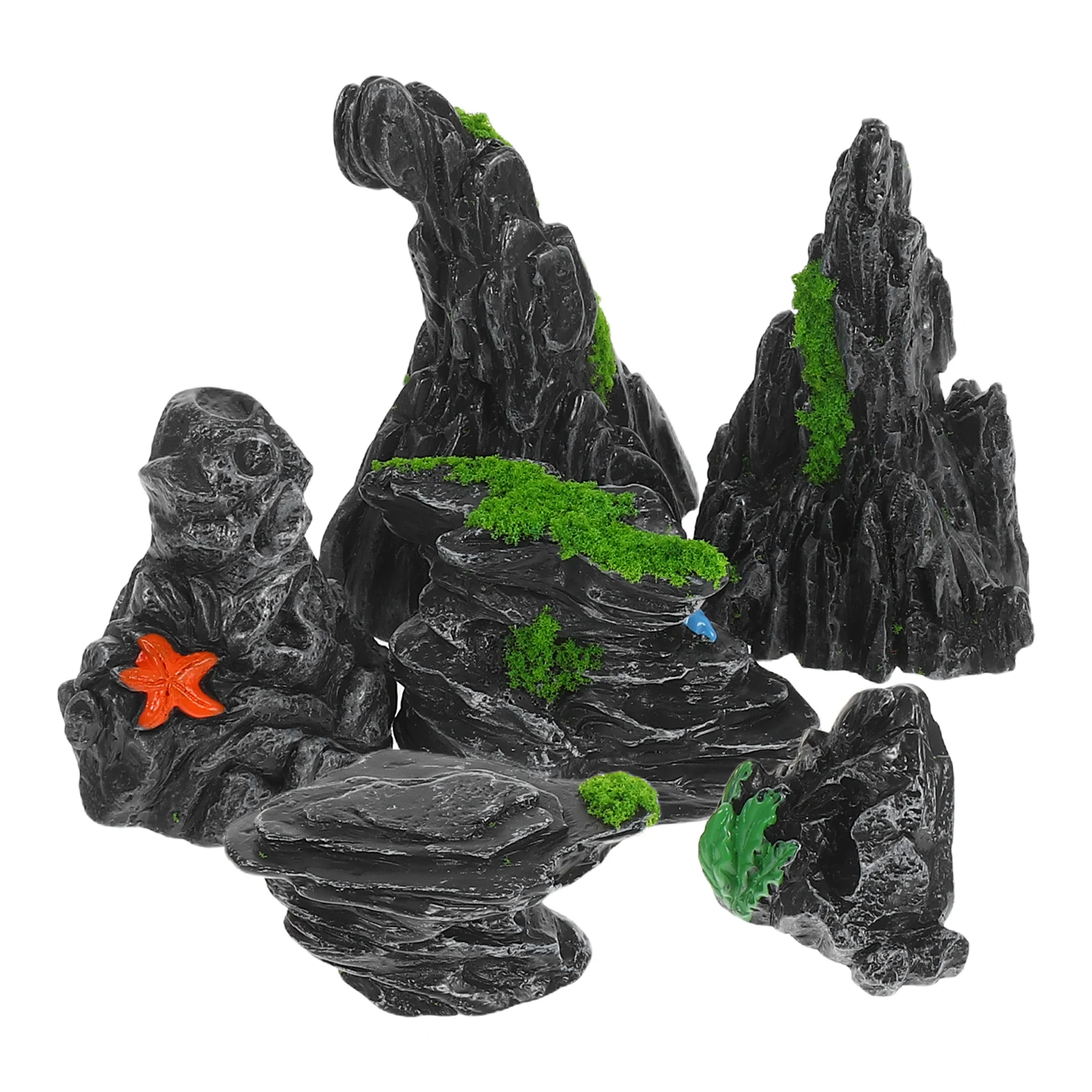 

6 Pcs Micro Landscape Decoration Aquarium Stone Rocks Ornament Fish Tank Architectural Model Cave Resin Stones