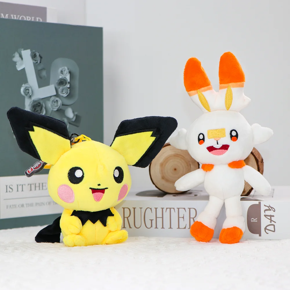 Peluche Pokémon Pikachu Originale pour Enfant, Jouet Pendentif, Kawaii, Évoli, Charmander, Sicilax, Scorbunny, Porte-Clés