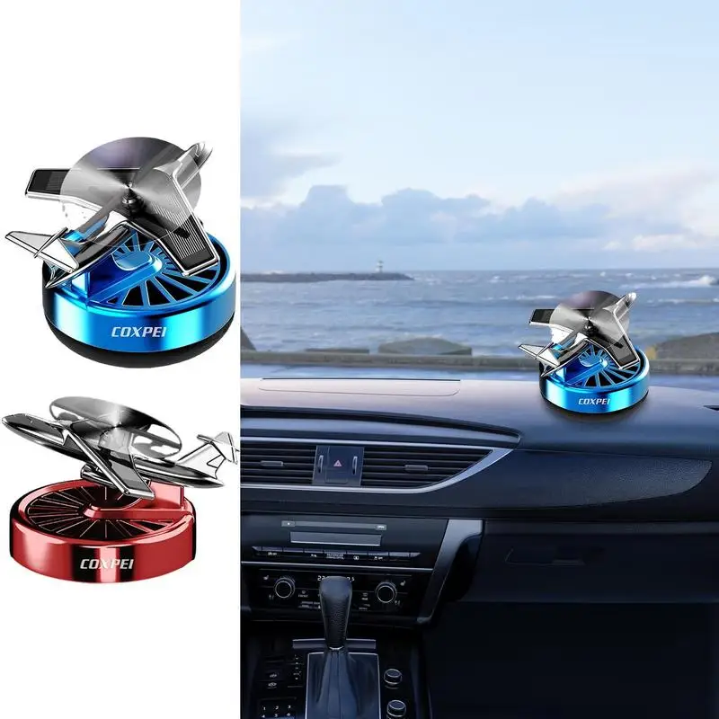 Car Interior Accessories Solar Powered Airplane Rotating Perfume Diffuser Decoration Car Airplane Rotating Air Freshener