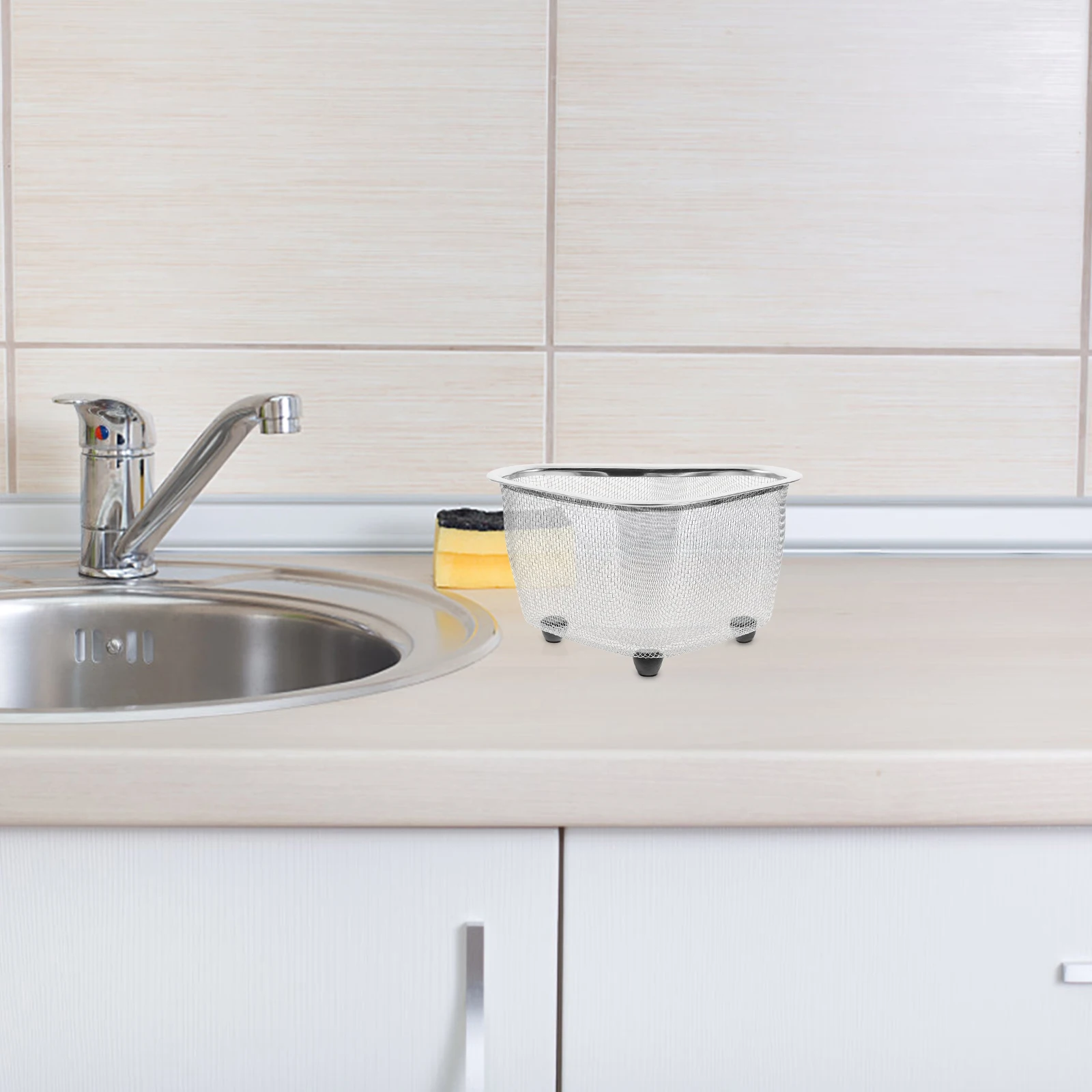 

1Pcs Triangle Shape Sink Corner Basket Stainless Steel Mesh Drainer Rack Kitchen Sponge Holder Vegetable Fruit Washing Holder