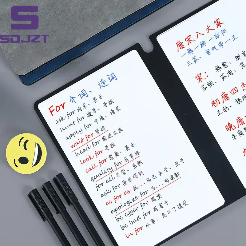 Hot Sale 1Pc Reusable Erasable Whiteboard Notebook Leather Portable Drafting Notebook Writing Board Desktop Memo Pad