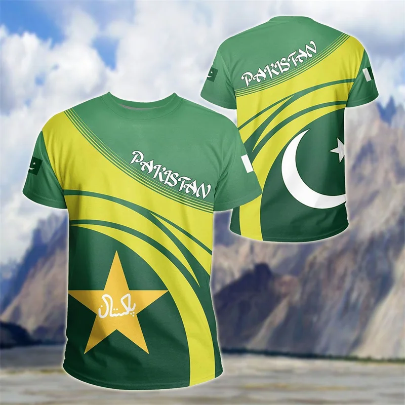 New 3D Pakistan Flag Emblem T Shirt For Men Peace And Love Theme Short T-shirts Kids Fashion Clothing Women Harajuku Sports Tops