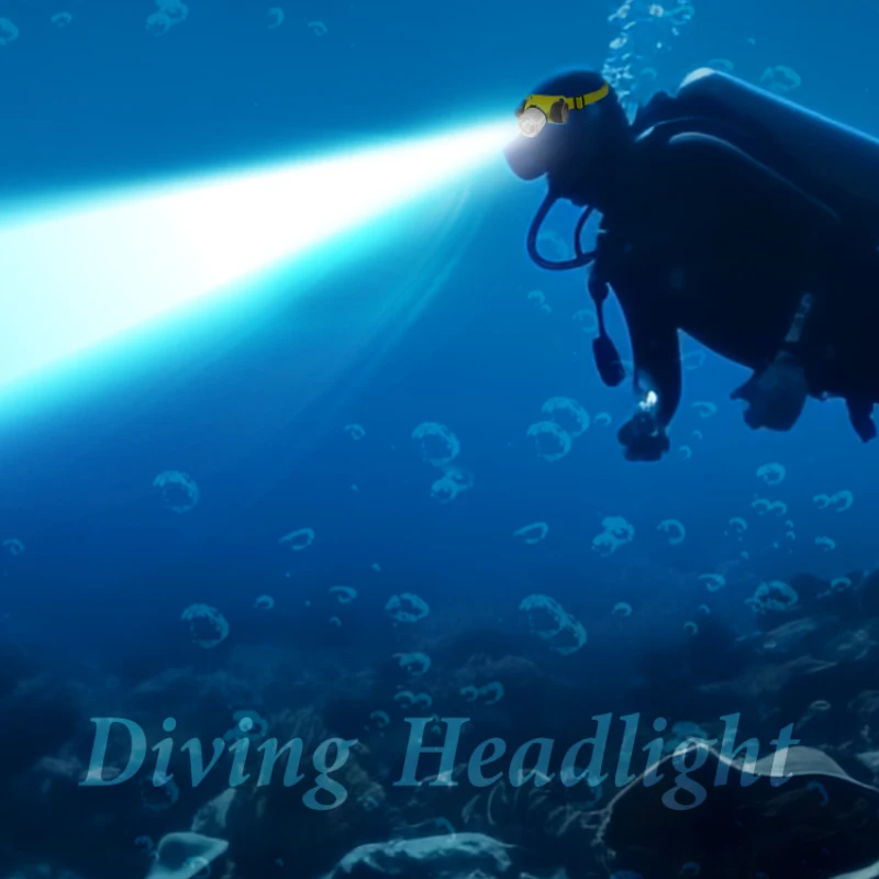 Diving headlight strong light charging super bright long battery life underwaterwaterproof flashlight to catch the sea