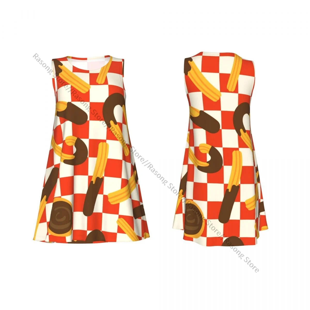 فستان نسائي صيفي كاجوال فساتين تي شيرت لتغطية الشاطئ مع فستان بدون أكمام بالشوكولاتة