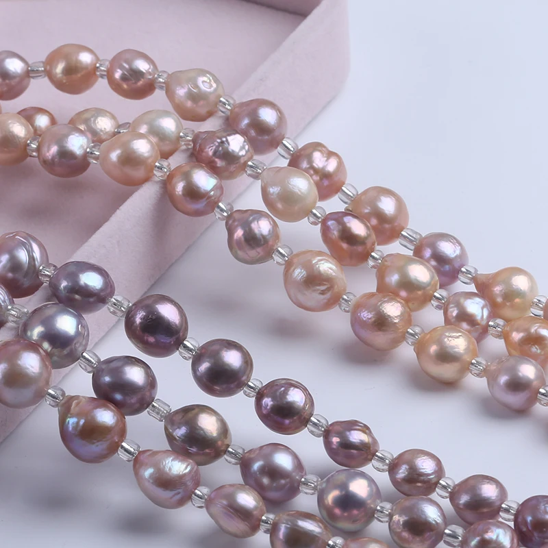

18 Short Strands 10-13mm Purple/Pink Purple Mixed Color Edison Round with Tail Cultured Freshwater Pearls Diy Beads
