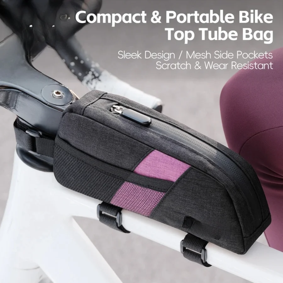 Practical Bike Top Tube Bag 0.9L Portable Wear Resistant Bicycle Frame Bag 3-Point Strap Stable Cycling Bag Bike Accessories