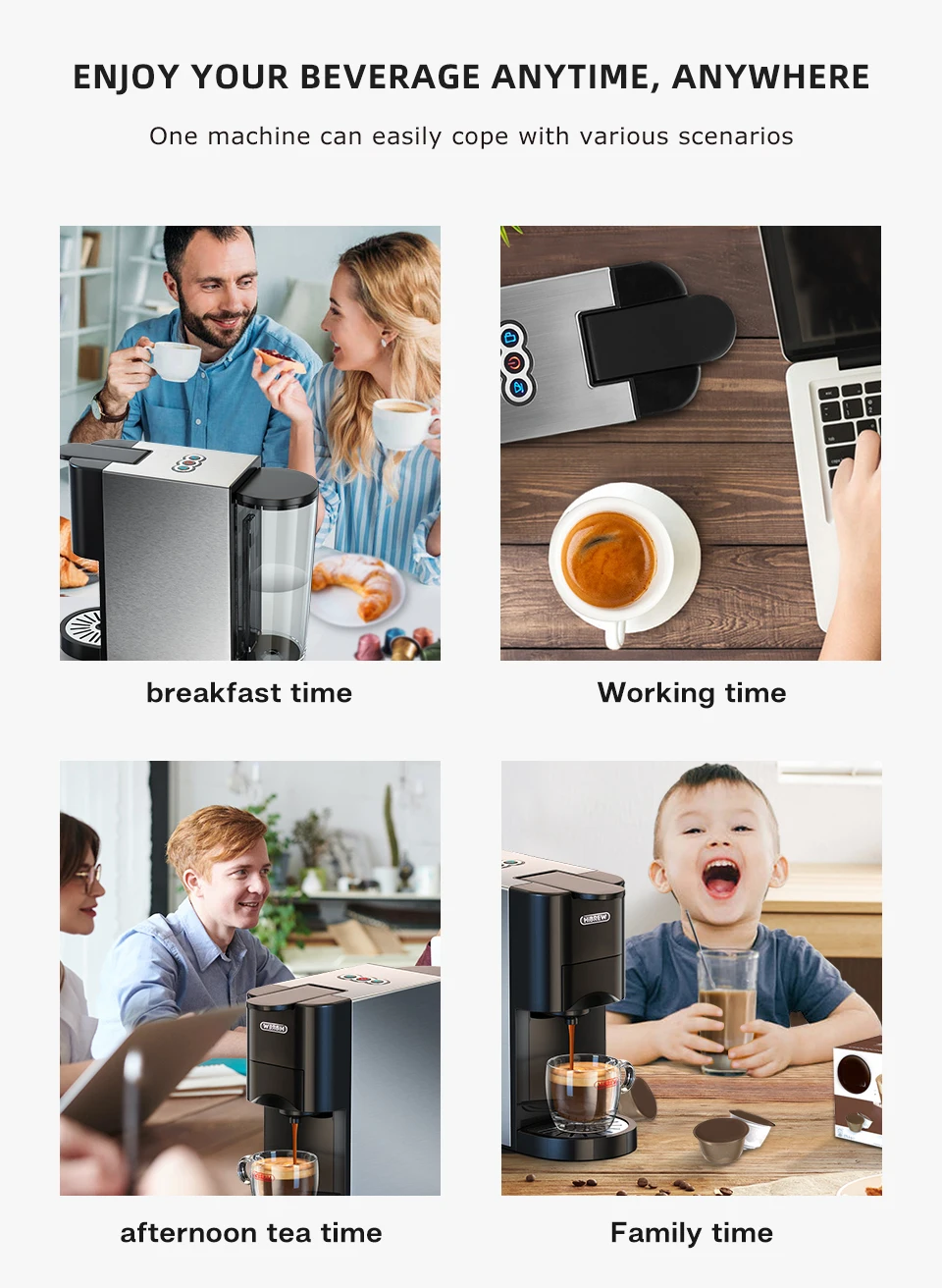 HiBREW Kaffeemaschine 5in1 Espresso mit mehreren Kapseln Dolce Milk&Nespresso&ESE Pod&Pulver Kaffeemaschine Edelstahl Metall H3A – Detail 13