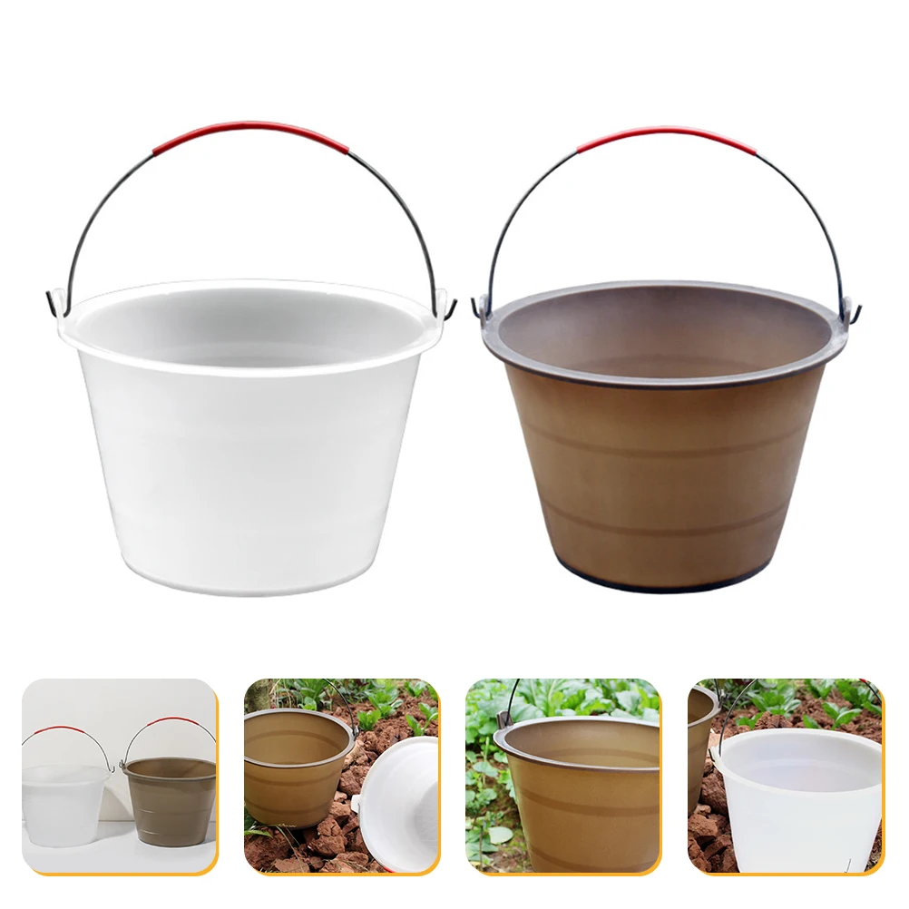 

2Pcs Thick Plastic Cement Bucket Reinforced Wear-Resistant Construction Site Storage Bucket Multi-Functional Anti-Fall
