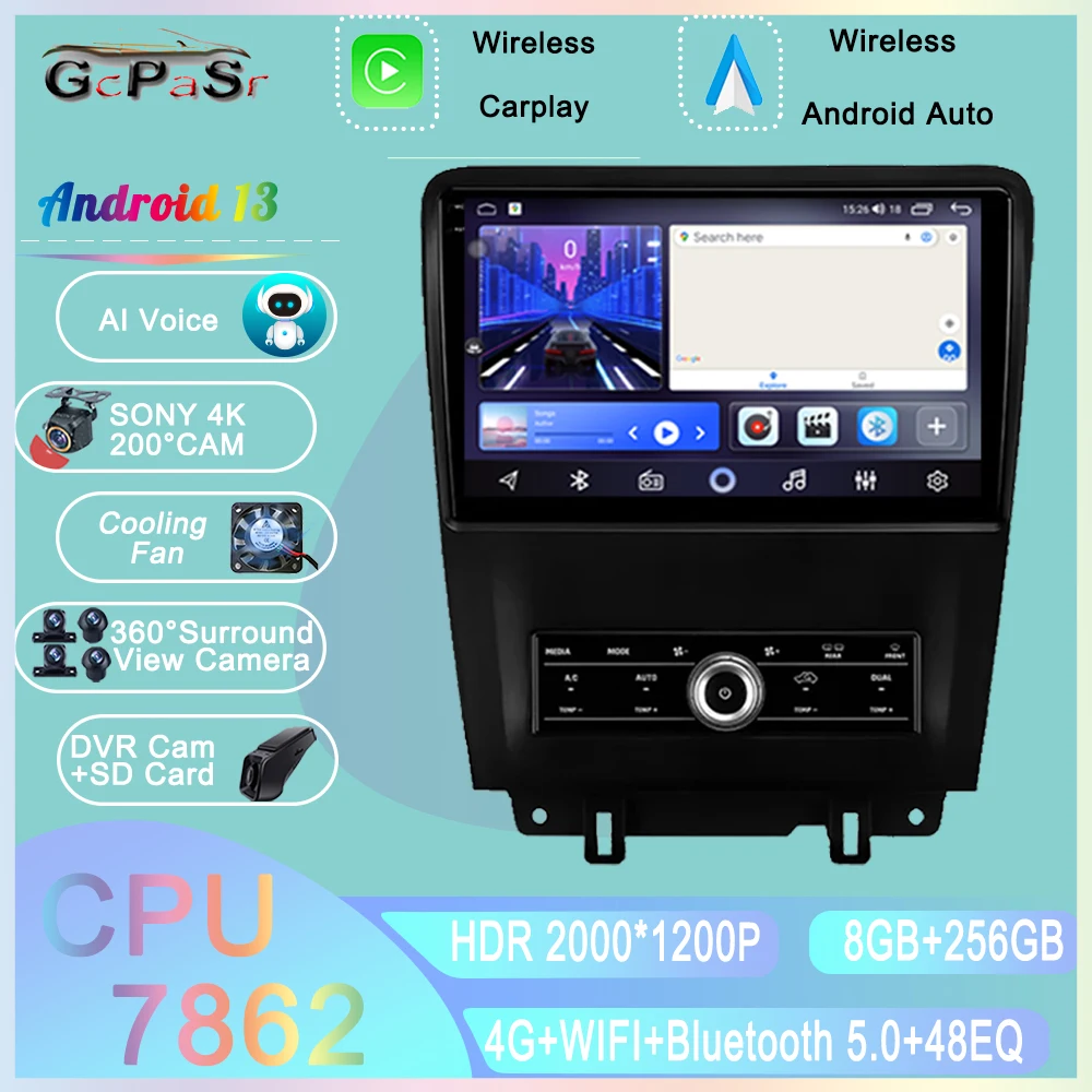 7862 For Ford Mustang V S-197 2009 - 2014 Android Auto Car Radio Multimedia Video Player WIFI GPS Navigation Carplay 4G No DVD