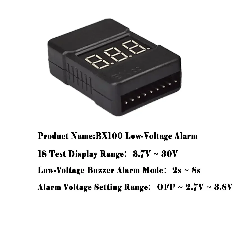 Probador de voltaje de batería Lipo BX100 1-8S con pantalla LCD alarma de zumbador de bajo voltaje para modelos de carreras RC Drone FPV