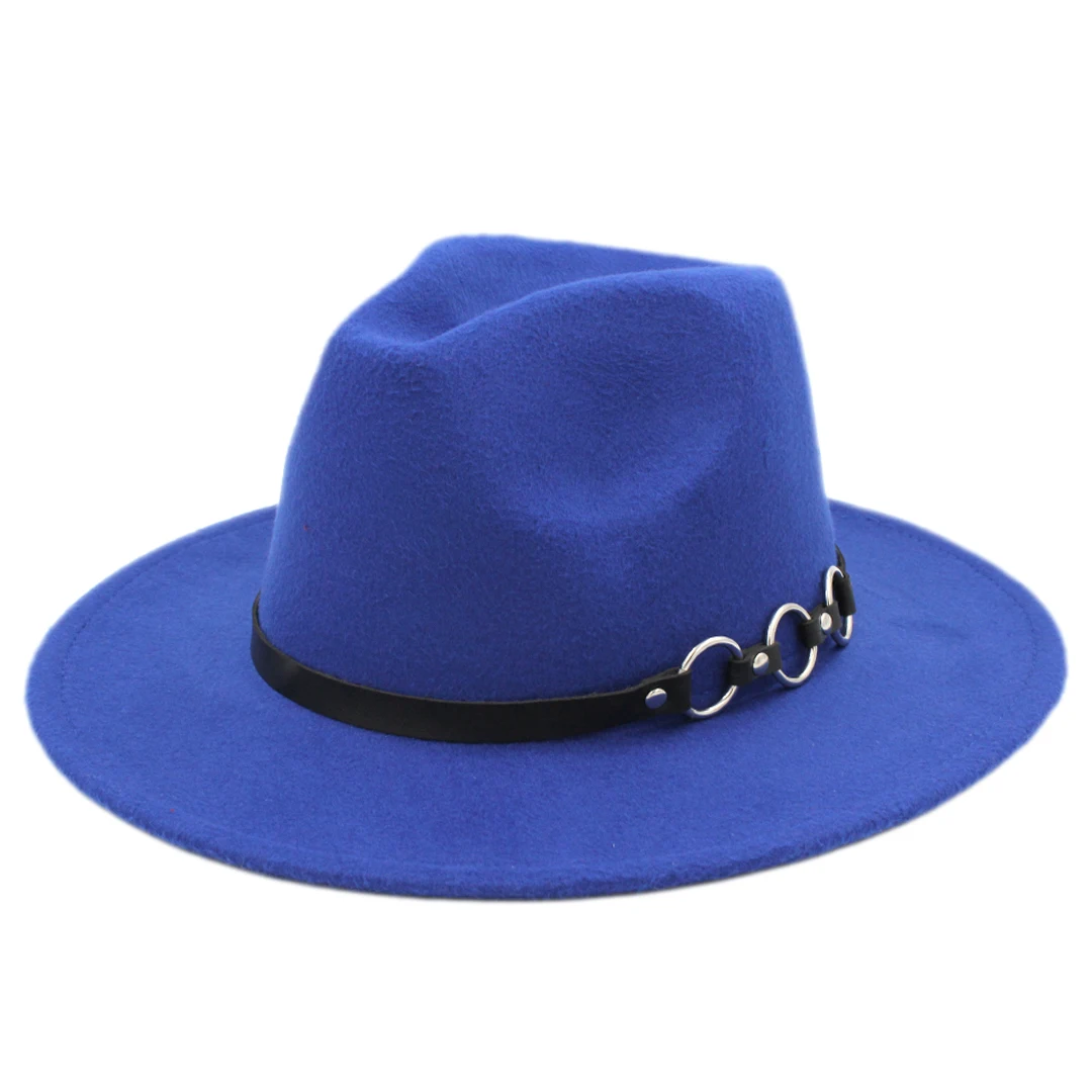 

Wide Brim Panama Fedora Hat Church Party Jazz Cap for Men & Women with O-Rings Leather Belt Jazz Sombreros
