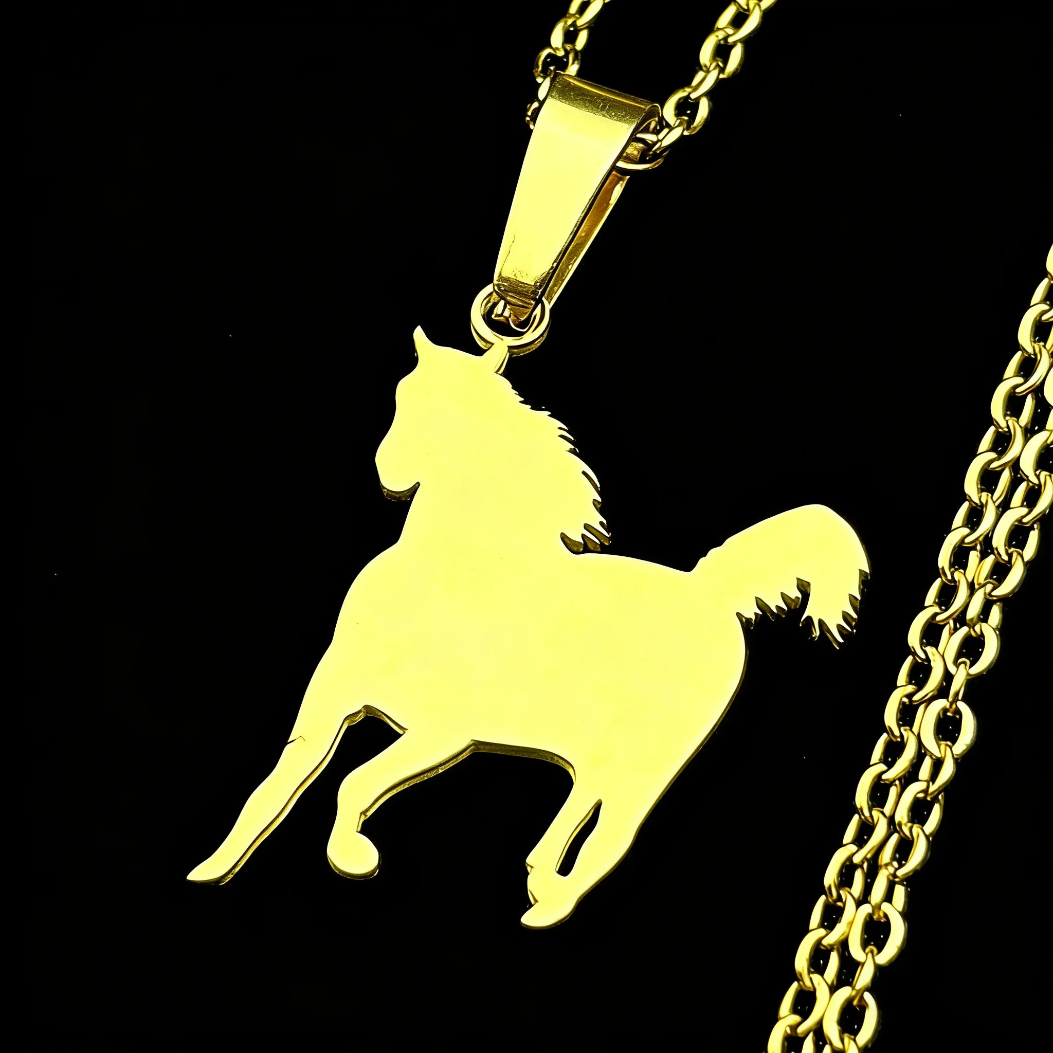 Glückliches Pferd Jahr Pferdefigur Kette für Damen und Herren, Edelstahl, silberfarben, Tiermotiv, schlichte Schlüsselbeinkette, Schmuckgeschenke – Detail 6