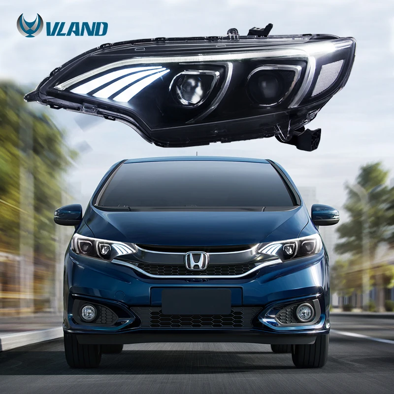 VLAND All'ingrosso Fari a LED Head Light 2014-up Faro sequenziale per auto per Honda Jazz Fit