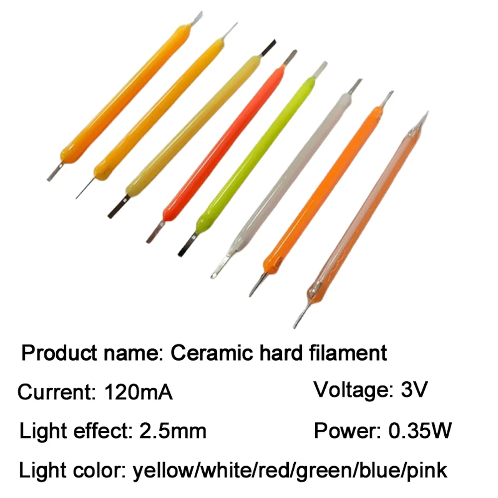 LED Filament DC3V 18.5mm 26mm 38mm 54mm 68mm Ceramic Hard Filament DIY Edison Bulb Diode Accessories Lamp Beads Decor Lighting