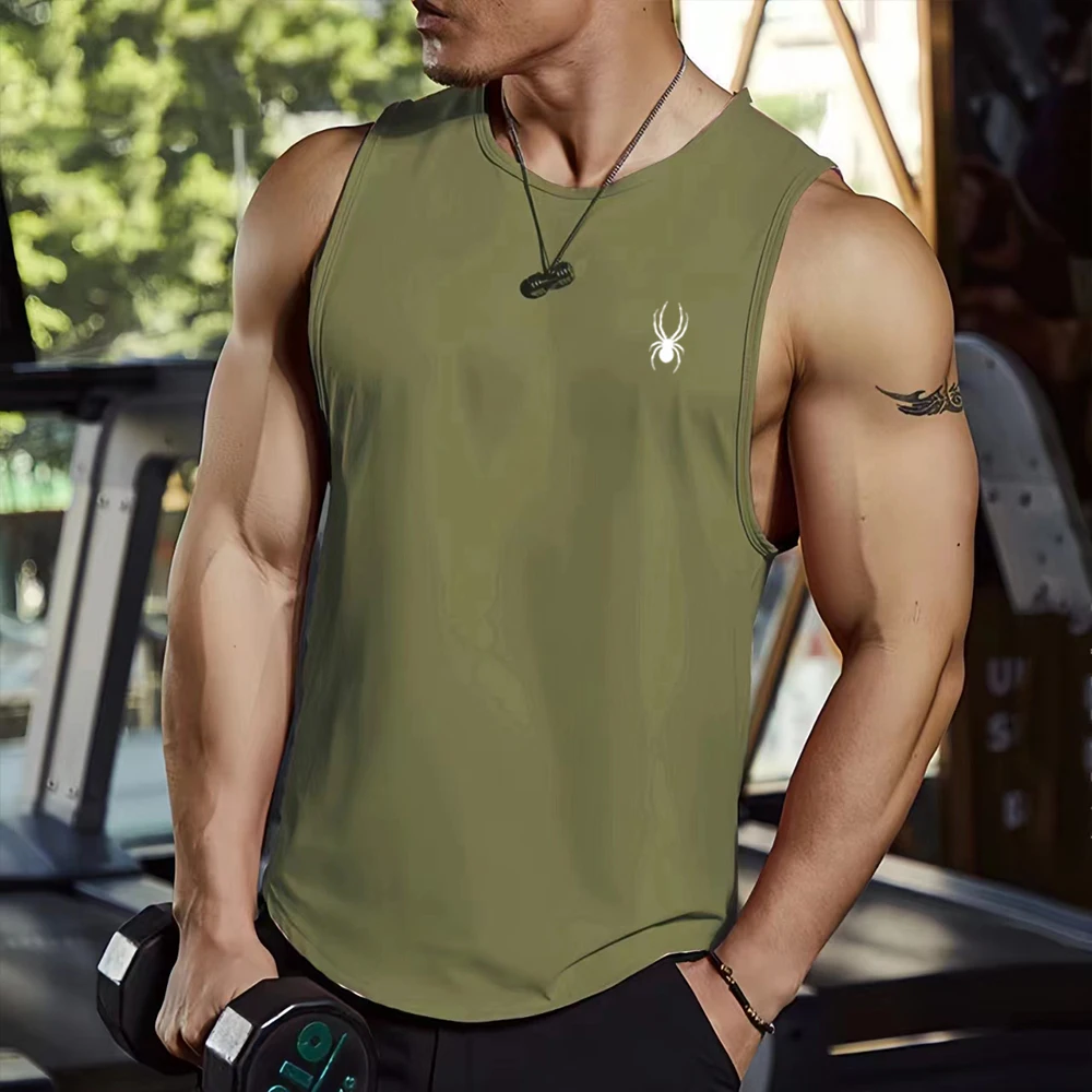 2024 Summer New Men\'s Casual Sleeveless T-shirt Men\'s Sportswear Tank Top can be worn inside a basic T-shirt for sportswear