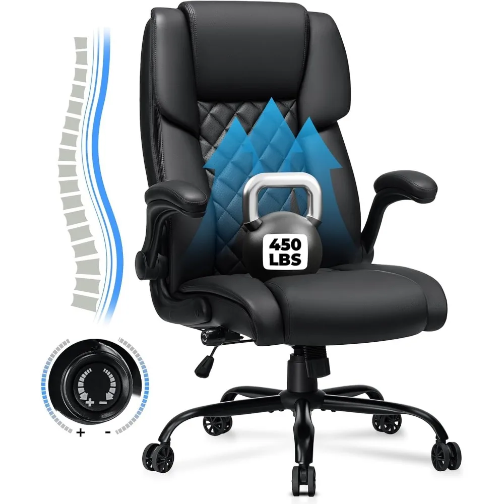

Executive Office Chair Big and Tall 450lbs Heavy Duty Desk Chairs with Adjustable Lumbar Support High Back Home Compute