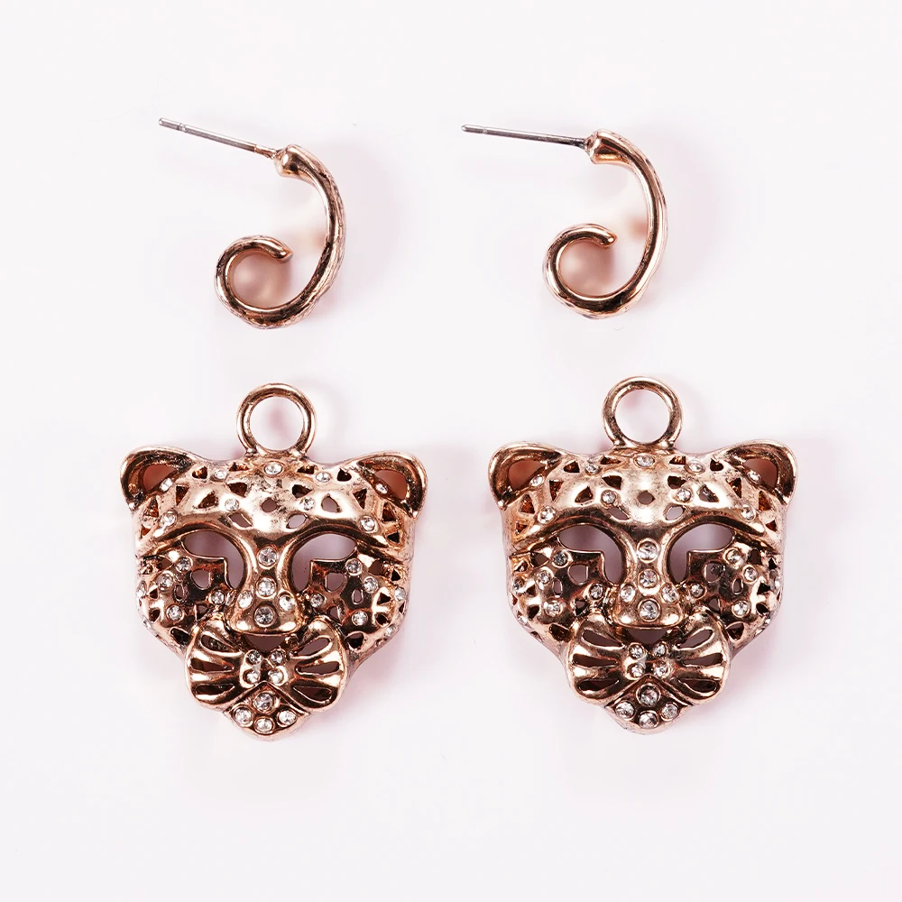 

Rose Golden Stereoscopic Trend Cute Leopard Earrings Pendant Ancient Hollow out Rose Gold Color Lovely Fashion Earrings Jewelry