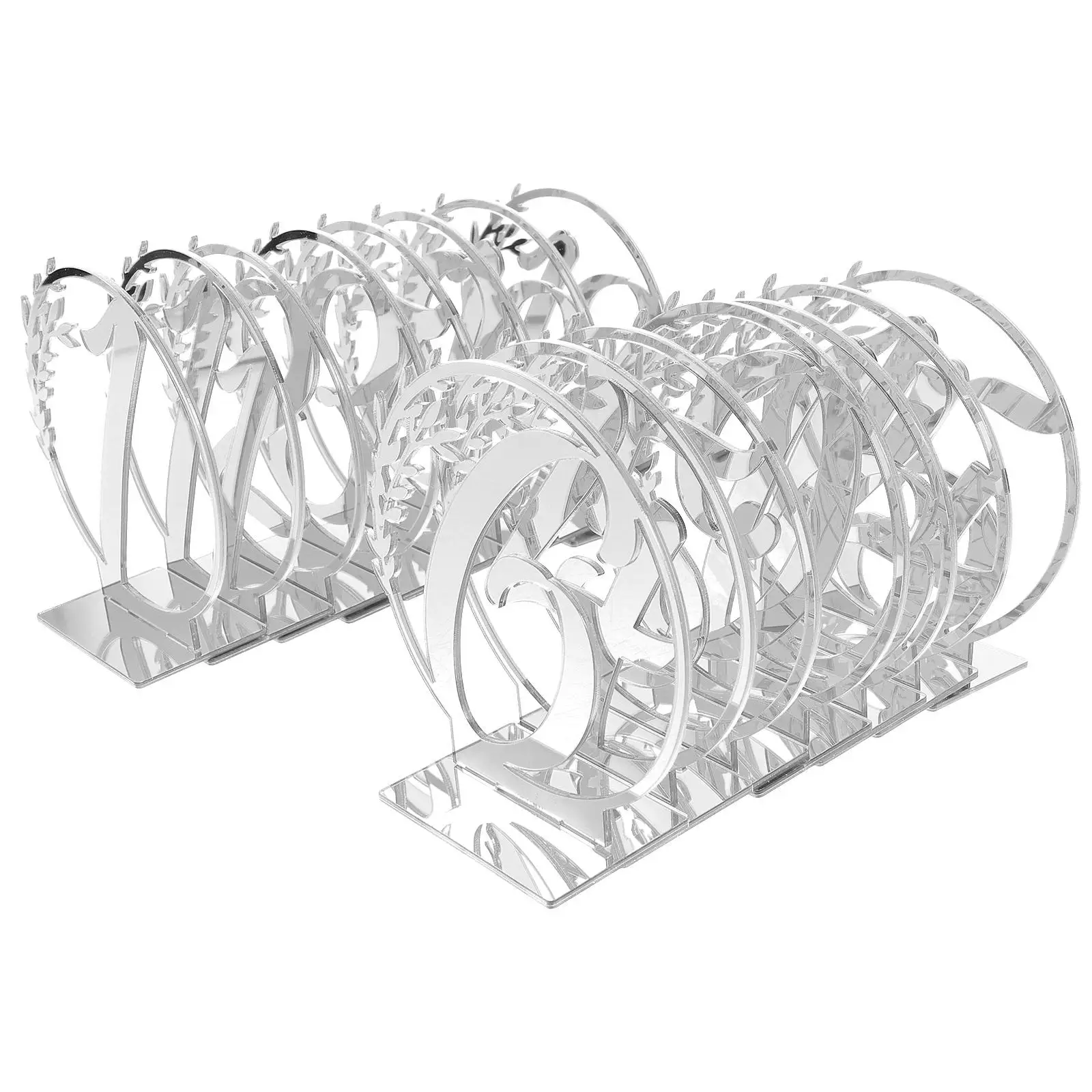 

15 Pcs Acrylic Wedding Table Number Signs Restaurant Banquet Reusable Seat Cards Double Sided Silver Modern Event Decor Elegant