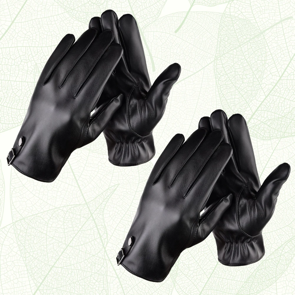 

2 Pairs Warm Thermal Gloves for Men Women Black Riding Waterproof Windproof Touch Screen Gloves Thick Fleece Durable Anti Slip