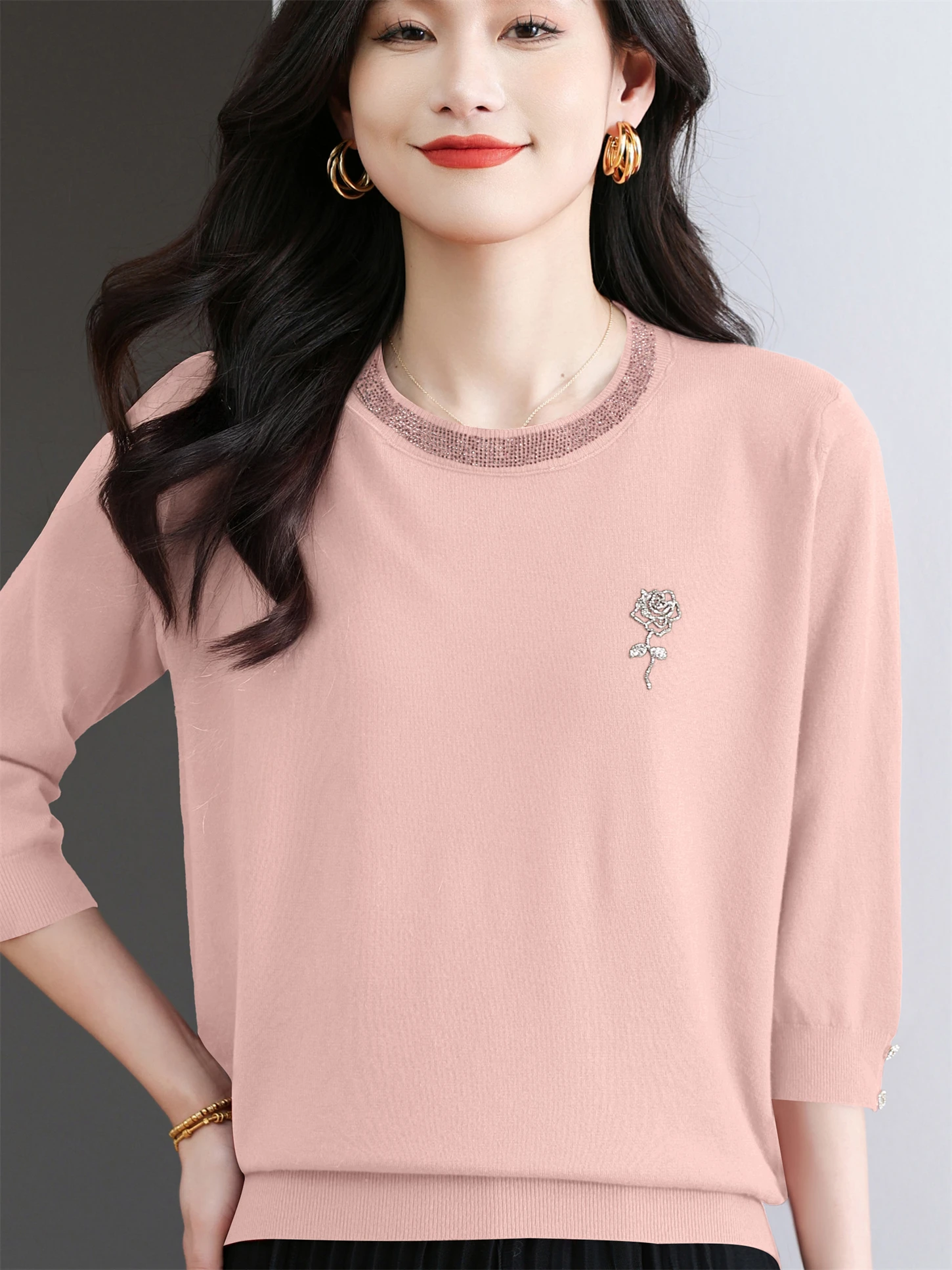 

Модный вязаный тонкий свитер, свободный женский топ больших размеров для среднего возраста и ли, осенняя модная база irt