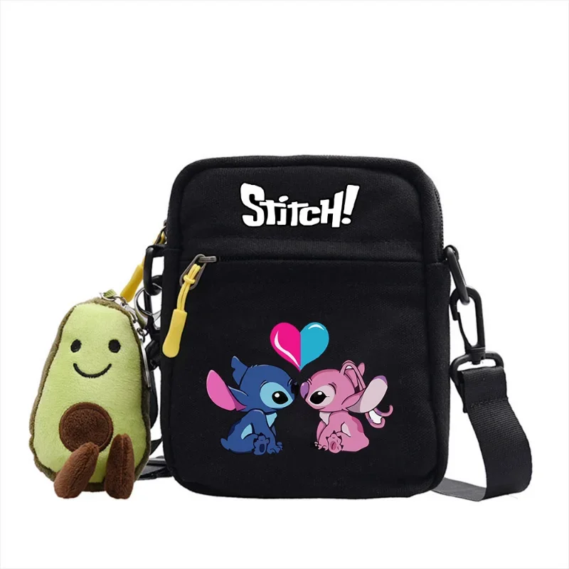 Bolso de hombro con estampado de dibujos animados de Disney, bandolera de lona Simple de Color, bolso cuadrado pequeño de cuatro colores, novedad de 2024