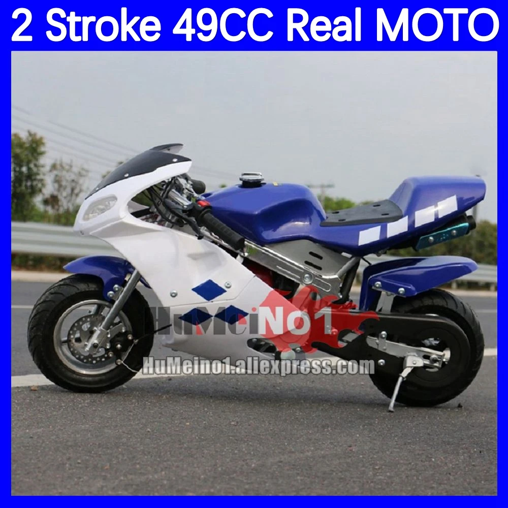 49CC 2-Stroke Gasoline MINI Motorcycle Street Sports Racing Small Pocket Bikes Children Boys Girls Child Men Birthday Gifts MOTO