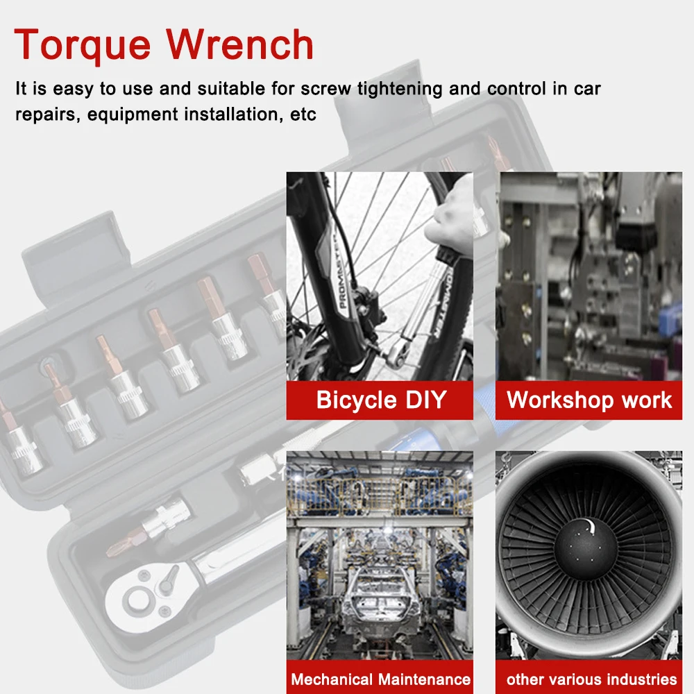 Chave de torque de alta precisão, chaves predefinidas de torque 2-24n.m, torque ajustável 1/4 ", chave de catraca, carro, bicicleta, ferramenta de reparo