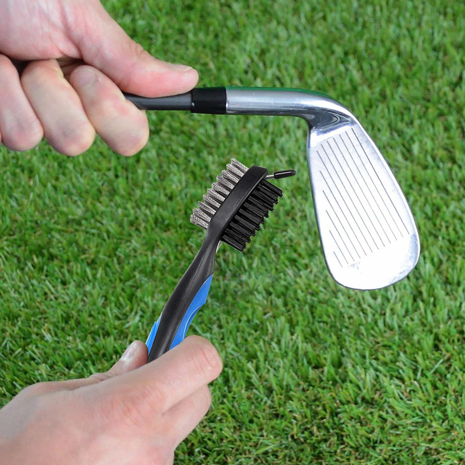 Durable Golf Cleaning Kit with Golf Pole Double Sided Cleaning Brush 2 Golf Club Groove Sharpeners Portable Golf Accessories