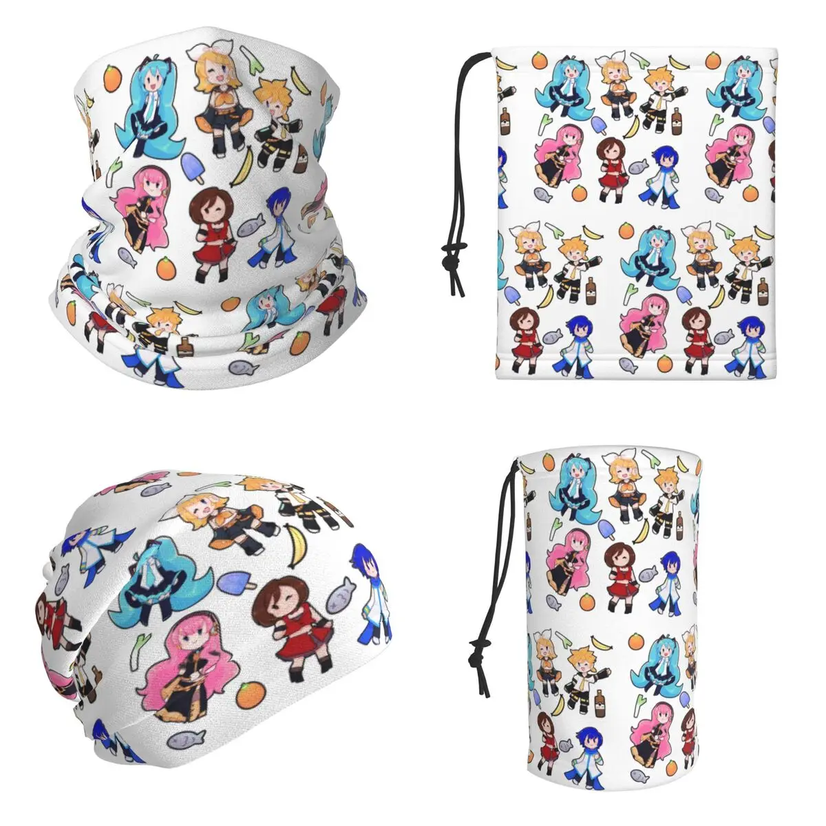 Vocaloid Chibi Chaos! Miku Bandana Neck Gaiter Printed Face Scarf Running Face Mask For Men Women Adult Breathable