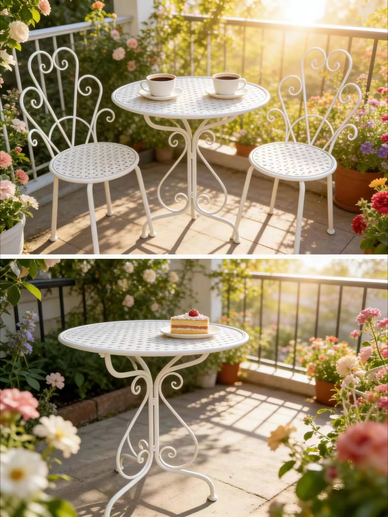 & Wrought-Iron Nordic Outdoor Table and Chair Sets for Balcony Garden Courtyard & Photography-Disassembled