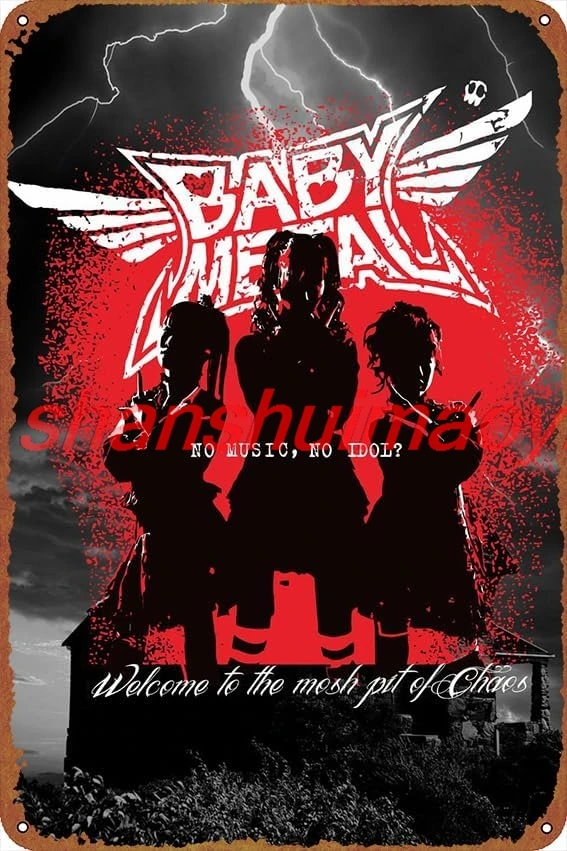 Babymetal Kitsune Anime Posters Vintage Tin Sign Unique Metal Wall Decor for Home, Bar, Diner, Pub, 8 x 12 Inches,Fun Kitch ALI