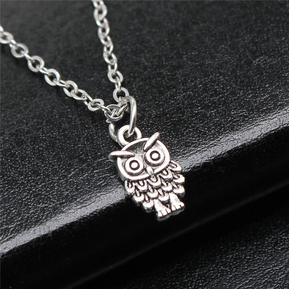 Simple Classic Fashion 13x8mm Antique Silver Color Owl Pendant Girl Women Short Chain Necklaces Choker Necklace