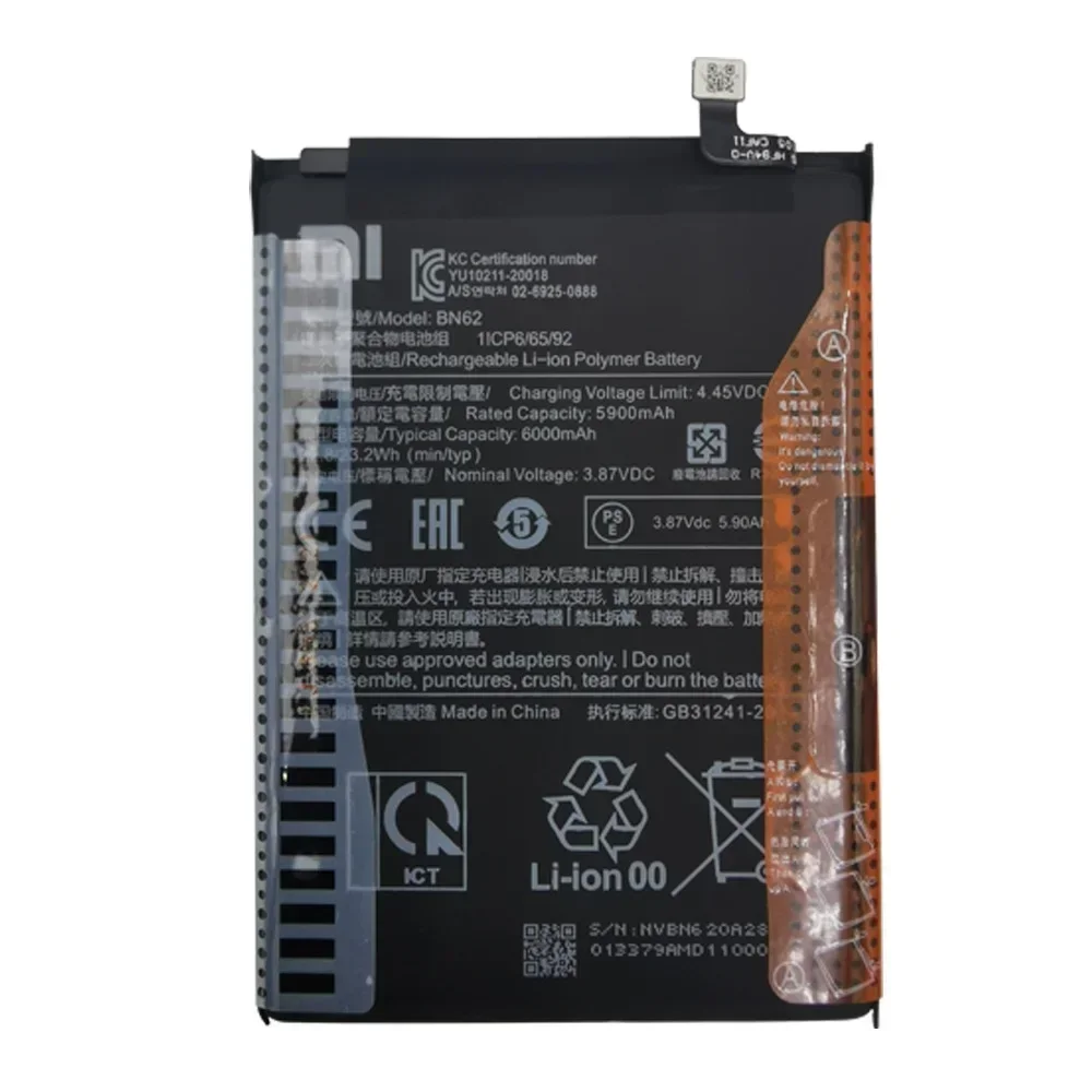 2025 Years BN62 Original Phone Battery For Xiaomi POCO M3 Redmi 9T / Redmi Note 9 4G 6000mAh Battery In Stock + Tracking Number