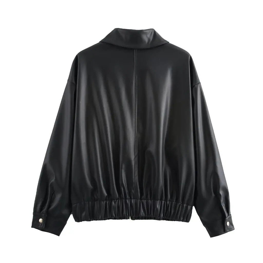 

European And American Fashion Imitation Leather Jacket Loose Long Sleeve Women's Outerwear Spring New Style B481843