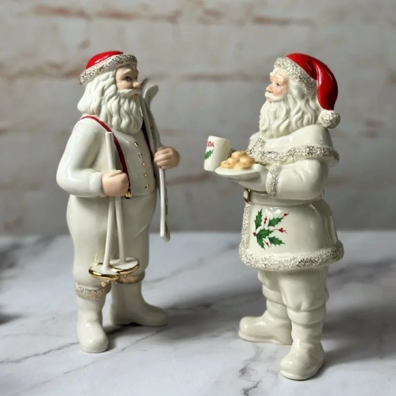 Cerâmica Lenox pintada à mão ouro presente de Natal Ornamento de Papai Noel decoração de casa